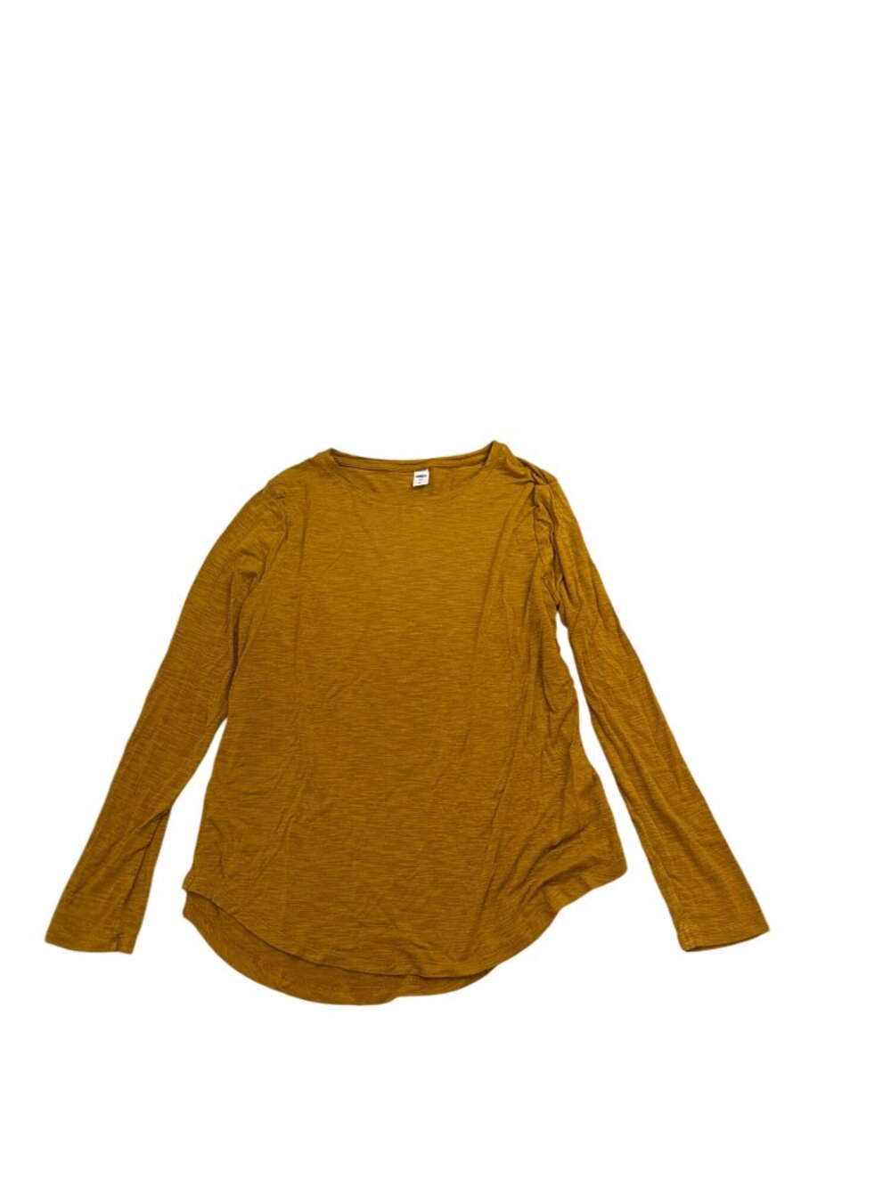 Old Navy Luxe Womens Top Shirt L Mustard Yellow Long-Sleeve Scoop Neckline Fall
